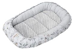 Medi Partners Reducteur de Lit Bebe - Réducteur Bébé 100x60x15cm Cocon et Naissance couffin Nid d'ange bilatéral Cale 100% Coton Minky (Cerf en Feuilles avec Minky Gris)