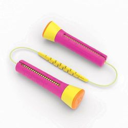 Skibbi springtouw, springtouw met instelbare lengte voor een van de twee personen, gewoon draaien om de lengte van 20 tot 330 cm in te stellen, met accelerator. Fuchsia