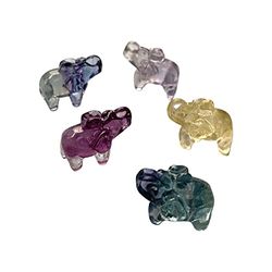 VIE Rainbow Fluorite Mini Carving Elephant, Assorted Colour, 1.5x1cm, Single