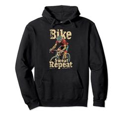 Vintage Bike Sweat Repeat Divertente Bicicletta Ciclismo Fitness Felpa con Cappuccio