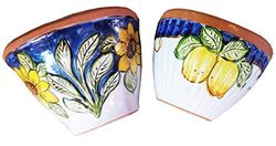 GERLA A MURO VASO A PARETE (2 PEZZI) IN CERAMICA DI VIETRI DIPINTA A MANO- MADE IN ITALY; LUNGHEZZA CM. 23, ALTEZZA CM. 18 FIORIERE BORDINO TERRACOTTA