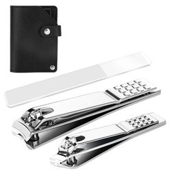 Euqvunn 3 Pcs Kit Coupe Ongle, Coupe Ongle Pied dur et epais avec lime à ongles et coupe-ongles incliné, Acier au Carbone Coupe Ongles Professionnel pour Hommes et Femmes Personnes âgées