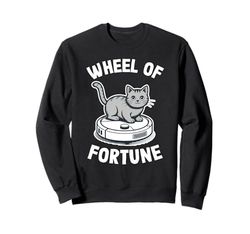 Wheel Of Fortune Cat On Robot Vacuum Cleaner Cat Sweatshirt