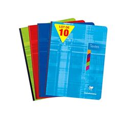 Clairefontaine 9626C - Set van 10 Linnen rug schrijfschriften - 17x22cm - 144 grote ruiten pagina's - 90g wit papier - Gelamineerde karton kaft - Willekeurige kleuren