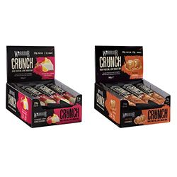 Warrior CRUNCH High Protein Bars - 20g Protein Each - Raspberry Lemon Cheesecake - Pack of 12 x 64g B174-RL & Salted Caramel - Crunch - 12 Bars