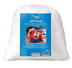 Glorex Soft-Flocks-Flocados (500 g), Color Blanco, Blandos, White, 21 Unidades