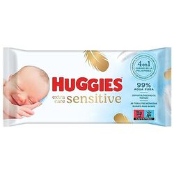 Huggies Toallitas Extra Care Sensitive para Bebé, 99% agua ideal para pieles sensibles sin parabenos, 56 toallitas