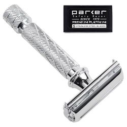 Parker Safety Razor 87R Butterfly Otwarta maszynka do golenia z podwójną krawędzią – tradycyjny krótki uchwyt – 5 wysokiej jakości ostrzy w zakresie dostawy chrom