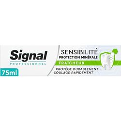 SIGNAL – Professionnel Dentifrice Sensibilité Protection minérale – Fraîcheur – 88% d’ingrédients d’origine naturelle – 75ml