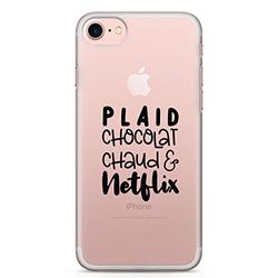 Zokko Beschermhoesje voor iPhone 7 Plus Plaid, warme chocolade, Netflix – maat iPhone 7 Plus – zacht, transparant, inkt wit