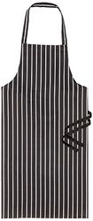 Genware NEV-NA08BK Butchers Stripe Bib Apron, 70 cm x 100 cm, Black