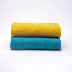 Sancarlos - Set of 2 Ocean Duo Bath Towels, Emerald and Mustard, 100% Cotton, 550 g/m²