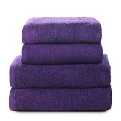 Top Towel - Plus - Large Bath Towels - Bathroom Towels - 2 Hand or Sink Towels + 2 Bath Towels - 100% Cotton - Purple