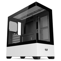 SaharaGaming SG520 Monochrome Magic ATX Boîtier de Jeu trempé avec USB 3.0 et Type-C, Prend en Charge jusqu'à 360 mm AIO, Bloc d'alimentation 170 mm et Hauteur d'alimentation 250 mm.