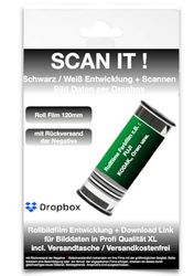 Avvolgimento film+scansione 120 mm pellicola di rotolamento nero/bianco dati immagine tramite Dropbox XL scansione 3637 x 3637 px a 6 x 6 con spedizione negativa