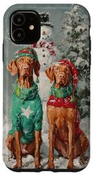 Vizsla Dogs Christmas Snowman Holiday Art Case for iPhone 11