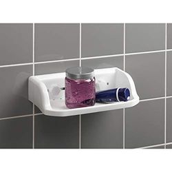 Douceur d'Intérieur, Etagère de Douche à Ventouses (30 x 8 x 17 cm) Blanc, Plastique