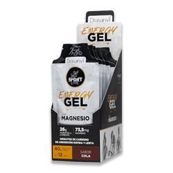 DRASANVI Gel Energético con Magnesio | Más Energía | Acelera la Recuperación Muscular | Rehidratación | Hidratos de Carbono de absorción rápida y lenta | Sabor Cola | 12 uds x 40g