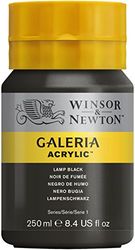 Winsor & Newton 250 ml Galeria akrylfärg, Lamp Black, 1