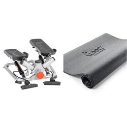 Sunny Health & Fitness Stepper de bajo Impacto para un Entrenamiento Integral con Bandas de Resistencia y tapete Protector de Espuma para Gimnasio en casa