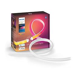 Philips Hue Gradient Lightstrip, Utökningsenhet 12.3 W, 1000 LM, 2200-6500 K, 16 Miljoner Färger, Flerfärgsfunktion, Zigbee & BT, Röststyrning via Amazon Alexa, Google Home, Siri, Vit, 1 m