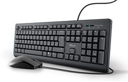 Trust Taro USB Keyboard and Mouse Wired Italian QWERTY Layout for PC/Laptop/Notebook Mac/Windows 1.8 m Cable, Keyboard Fluid Resistant Ergonomic Black