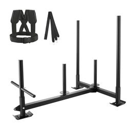 VEVOR Traineau de Puissance, Luge de Force pour Fitness avec Poignée, Équipement d'Entraînement en Acier pour Exercices Athlétiques et Amélioration de la Vitesse, pour Plaque de Poids de 5 cm, Noir