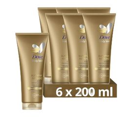 Dove Crema Hidratante Corporal Autobronceadora para Piel de Tono Medio a Oscuro 200ml - Pack de 6