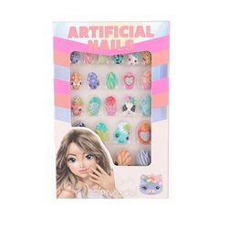 Depesche 12820 TOPModel Beauty and autocollants animaux, différents designs, 24 ongles artificiels pointus en plusieurs tailles, Multicolor