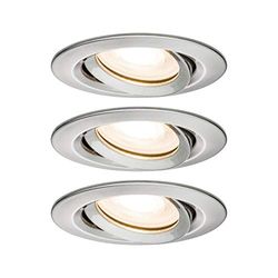 Paulmann 92900 Nova Plus LED inbouwlamp IP65 rond draaibaar 3x7W dimbare inbouwspot GU10 ijzer geborsteld spot set van 3 inbouwspots 2700K