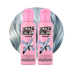 Crazy Color Metallic Slate Semi-Permanent Duo Hair Dye. Highly Pigmented Silver Blue Conditioning & Oil Nourishing Vegan Formula | No Bleach or Ammonia | 200ml