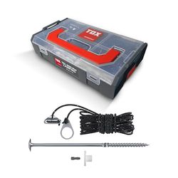 TOX L-BOXX Mini campingstangset met 8x220 mm tentschroeven, sluitringen en 4 m tenttouw (reflecterend) + 1x L-BOXX Mini snap-in tip, voor het bevestigen van tenten, 19 stuks, 094901512