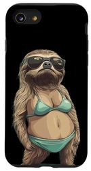 Divertente bradipo in costume da bagno per le giornate fredde in spiaggia Custodia per iPhone SE (2020) / 7 / 8