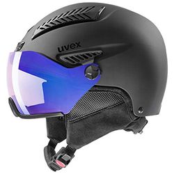 uvex hlmt 600 vario, casco da sci robusto unisex, con visiera, regolazione individuale delle dimensioni, black matt, 59-61 cm