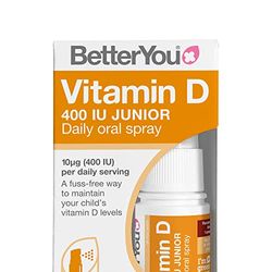 BetterYou Vitamin D 400 IU Junior Daily Oral Spray, Pill-free Vitamin D3 Supplement for Children, 3-month Supply, Made in the UK, Natural Peppermint Flavour