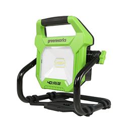 Greenworks G40WL Faretto da Cantiere Ibrido AC/DC e Batteria, Luce da Lavoro con Gancio, Cavo di Alimentazione AC o Batteria Portatile, 2000 Lumen, 2 Impostazioni, SENZA Batteria 40V e Caricabatterie