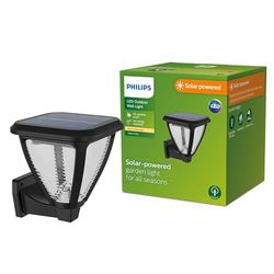 Philips Laven up, Applique murale solaire d'extérieur, 6W, lumière blanc chaud 2700K, noire, IP44 résistante aux intempéries