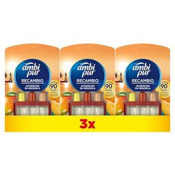 AMBIPUR 3Volution Atardecer En Menorca Recambio De Ambientador Eléctrico 20 ml, 3 Aromas Que Se Alternan Para Combatir Los Olores Transparente (Paquete de 3)