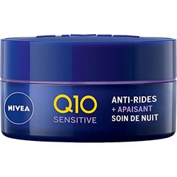 NIVEA Q10 Power Nattvård anti-rynk komfort + känslig hud (1 x 50 ml), anti-aging kräm med Q10 och 10X plus kreatin, ansiktsvård för kvinnor med lakritsextrakt