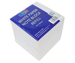 Bright Ideas White Paper Note Block Refill, White, 9cm x 9cm Sheet Cube Note Box with White Sheets, Memo Block and Dispenser Message Pad & Small Writing Paper for School Office Home