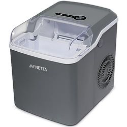 NETTA Ice Maker Machine for Home Use Makes Cubes in 10 Minutes - Large 12kg Capacity 1.2L Tank - No Plumbing Required - Includes Scooper and Removable Basket - Grey