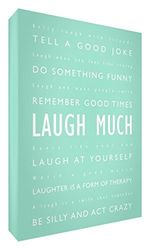 Feel Good Art Canvas foto met massieve voorruit in modern en inspirerend typografisch design (60 x 40 x 4 cm, groot, mintgroen, Laugh Much)