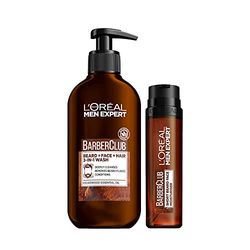 L'Oréal Men Expert Beard Care Kit for Men: Barber Club Beard, Face & Hair Wash + Men Expert Barber Club Beard and Face Moisturiser, Cleanse and Moisturise Duo