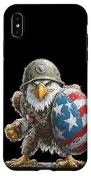 Awesome Eagle in Soldier Look with America Shield Case for iPhone XS Max