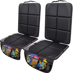 Gimars Car Seat Protector, 2 Pack, Leather Seats Protectors for Child Seats, Isofix Compatible, Waterproof Baby Carseat Cover with Thicker Pad, 2 Mesh Pockets for SUV Sedan Trunk Pet Kids