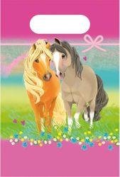 Amscan 9911590 - papieren zakjes Pretty Pony, 8 stuks, afmetingen 23,4 x 16,2 cm, cadeauzakjes van papier, feestzakjes, kinderverjaardag, give-away, themafeest