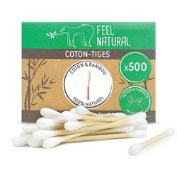 Caja de 500 algodones tallos blanco Bambú Feel Natural