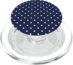 Azul marino blanco pequeño lunares vintage boho estética femenina PopSockets PopGrip para MagSafe