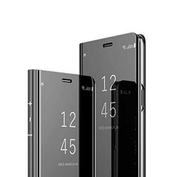 MRSTER Xiaomi Redmi Note 8 Pro spiegel-beschermhoes met klapdeksel, spiegel Smart View Standing 360 ° bescherming beschermhoes voor Xiaomi Redmi Note 8 Pro. Flip spiegel: zwart