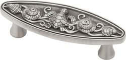 Franklin Brass PBF663-BSP-C1 ladegreep, 7,6 cm, zeedesign, ovaal, zijdemat gepolijst tin, voor keuken/kasten/commode, PBF663-BSP-C1